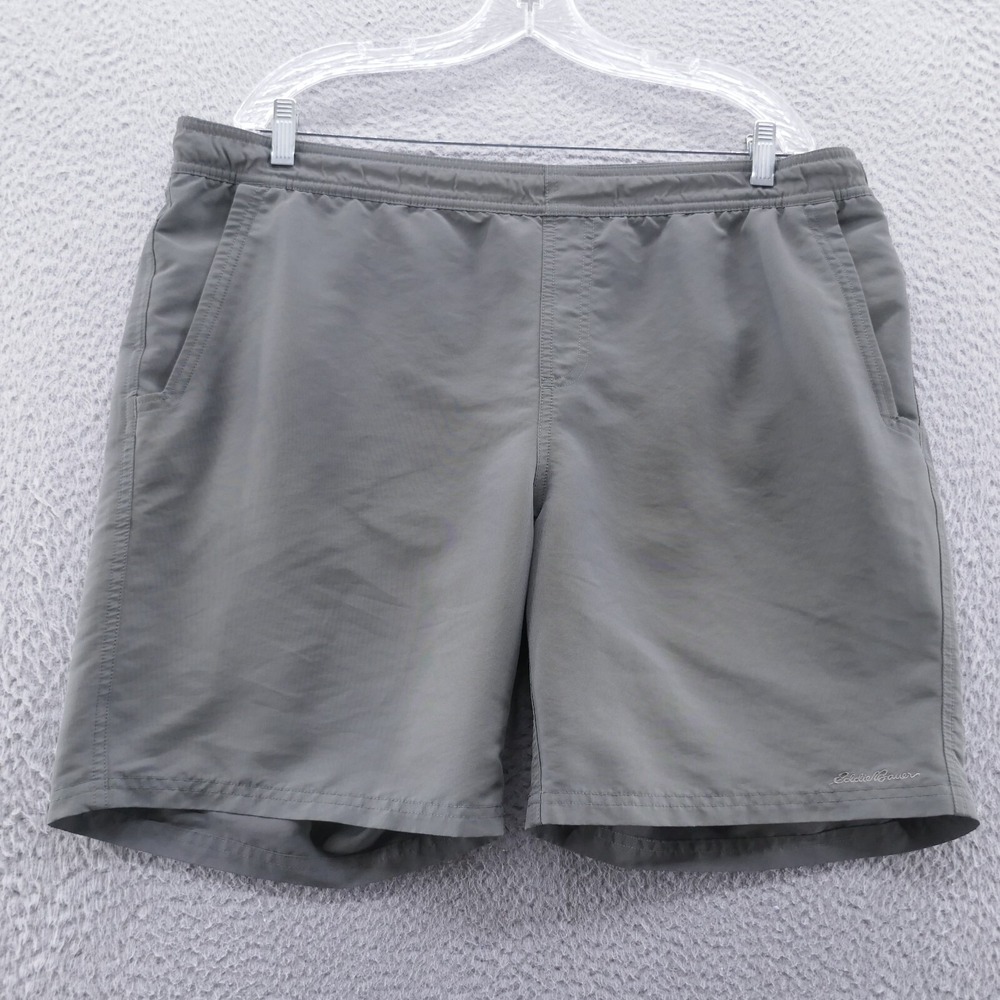 Eddie Bauer Pull On Performance Shorts Large Gray Men Quick Dry Lightweight